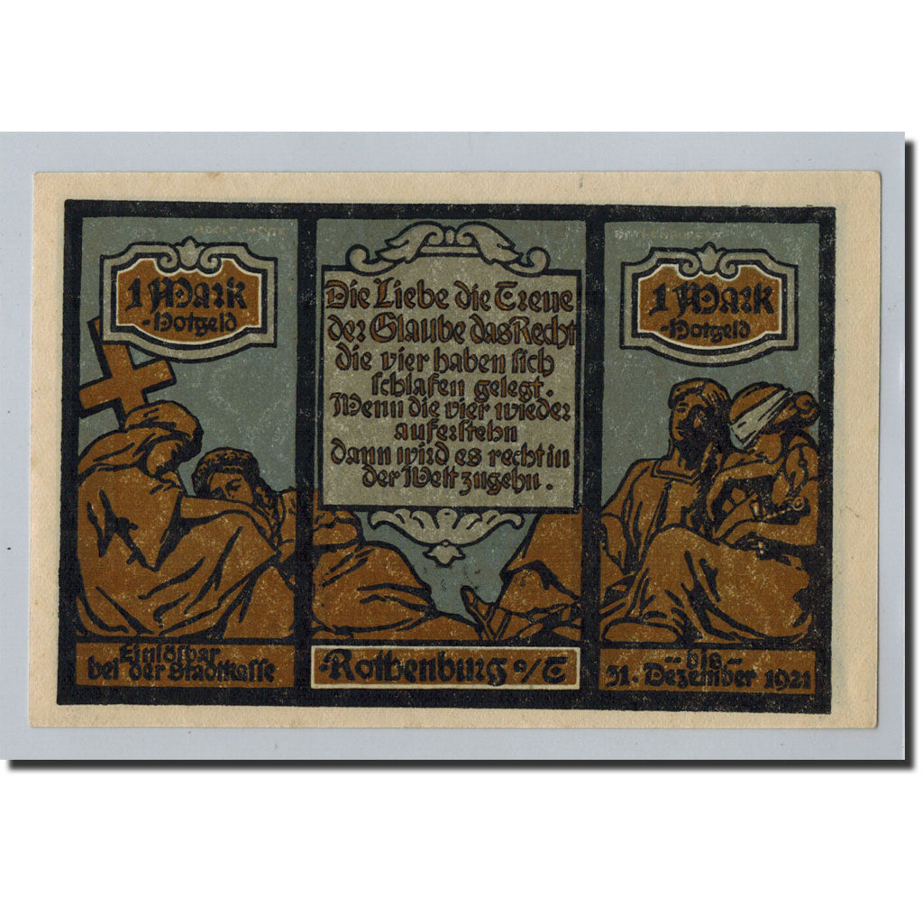 Banknote, Germany, Rothenburg o.T. Stadt, 1 Mark, tour 1, 1921, 1921-06-24