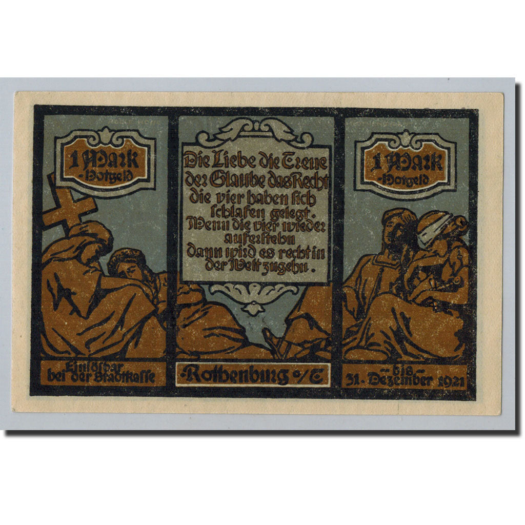 Billet, Allemagne, Rothenburg o.T. Stadt, 1 Mark, tour 2, 1921, 1921-06-24