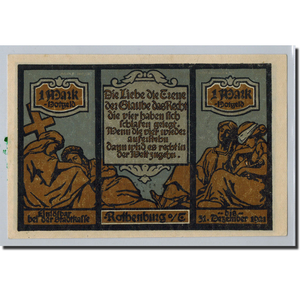 Germany, Rothenburg o.T., 1 Mark, tour 3, 1921-06-24, UNC(65-70), Mehl:1142.5