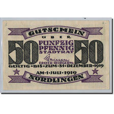 Banknote, Germany, Nordlingen, 50 Pfennig, aigle, 1919, 1919-07-01, UNC(65-70)
