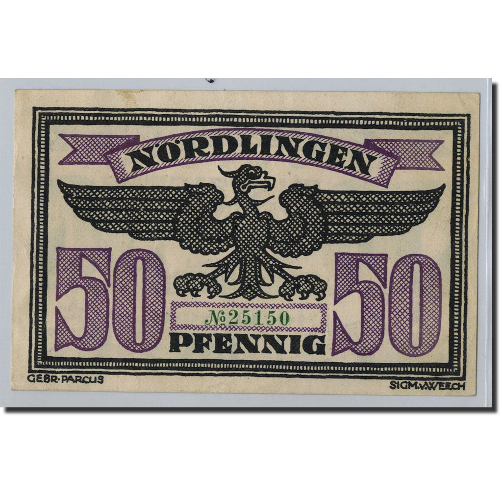 Banknote, Germany, Nordlingen, 50 Pfennig, aigle, 1919, 1919-07-01, UNC(65-70)