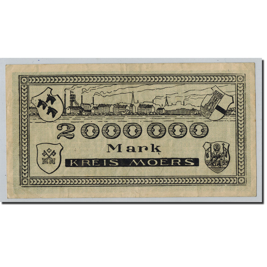 Banknote, Germany, Moers, 2 Millions Mark, Ecusson, 1923, 1923-08-15, AU(55-58)