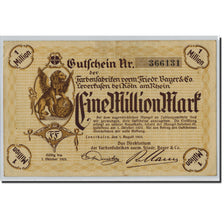 Banknote, Germany, Leverkusen, 1 Million Mark, Lion, 1923, 1923-08-01