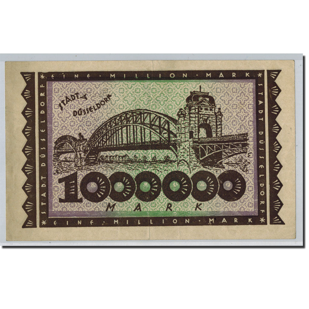 Banknote, Germany, Düsseldorf, 1 Million Mark, pont, 1923, 1923-08-15