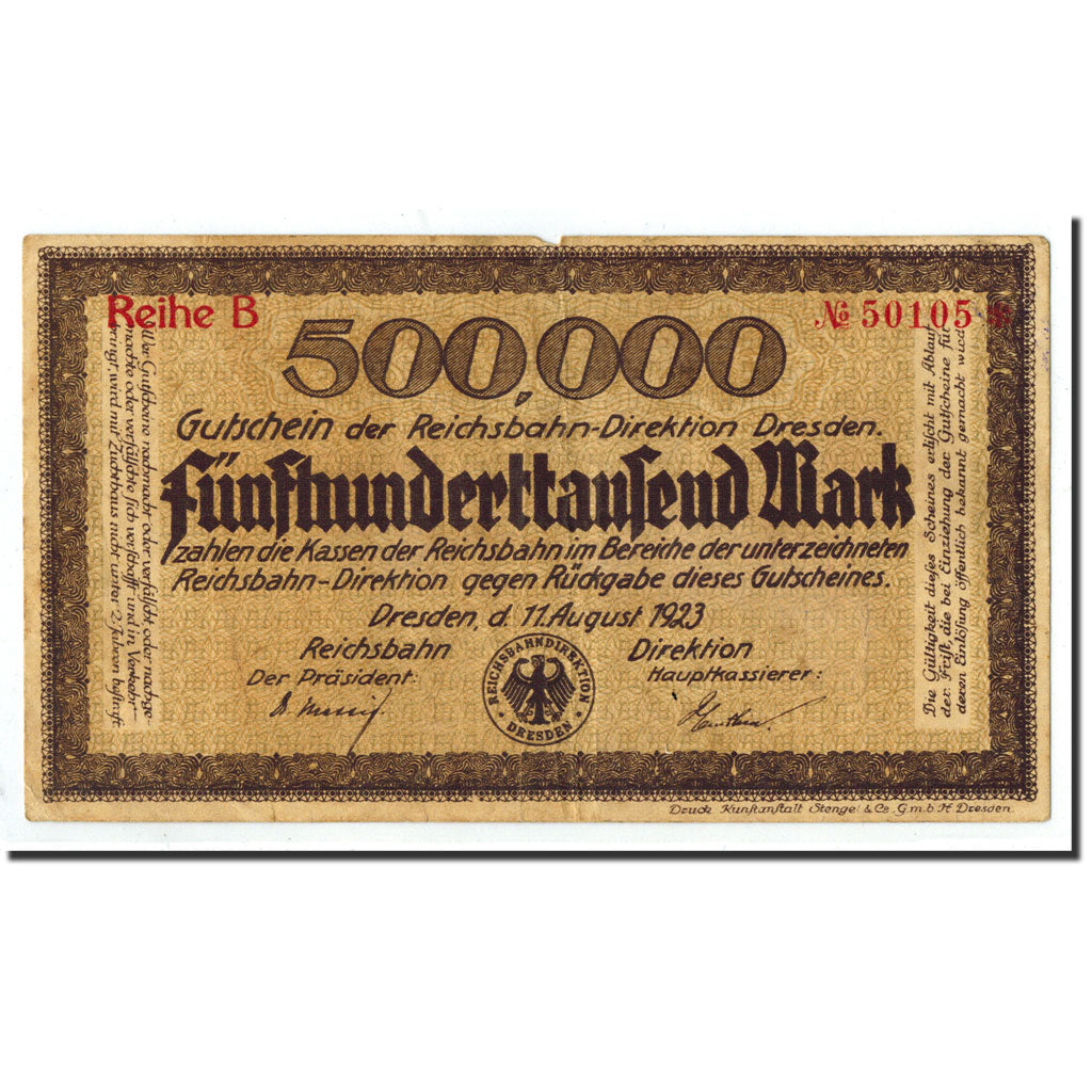Banknote, Germany, Dresden, 500 000 Mark, graphique, 1921, 1921-08-11