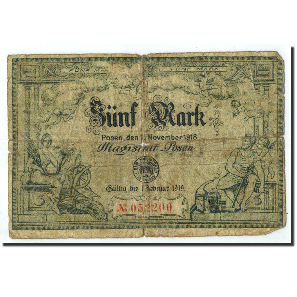 Germany, Posen, 5 Mark, personnage, 1921, 1918-11-01, VF(30-35)