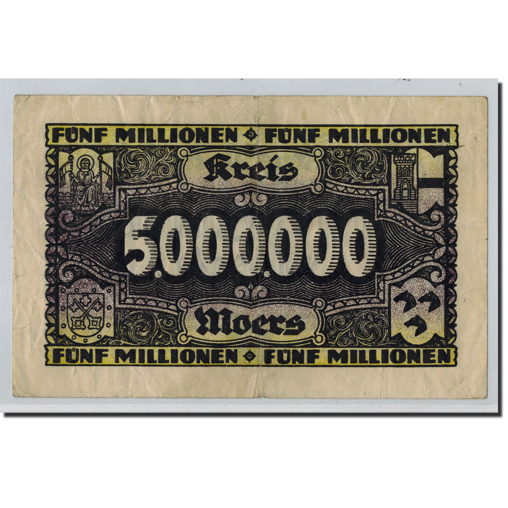 Banknote, Germany, Moers, 5 Millionen Mark, Ecusson, 1923, 1923-08-01, AU(55-58)