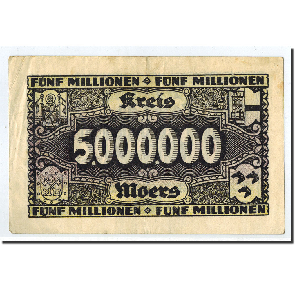 Billet, Allemagne, Moers, 5 Millionen Mark, Ecusson, 1923, 1923-08-01, SUP
