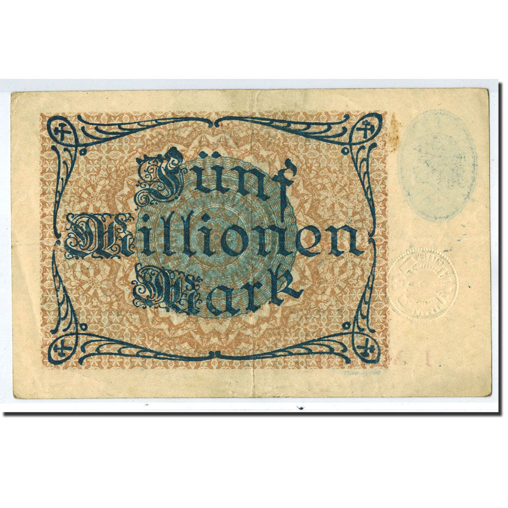 Banconote, Germania, Hamborn, 5 Millions Mark, graphique, 1923, 1923-08-01, BB+