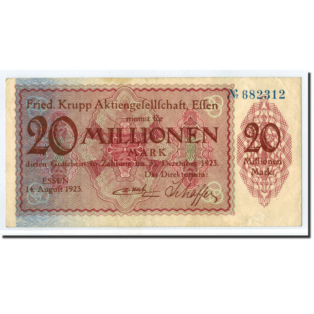 Germany, Essen, 20 Millionen Mark, graphique, 1923, 1923-08-14, AU(55-58)