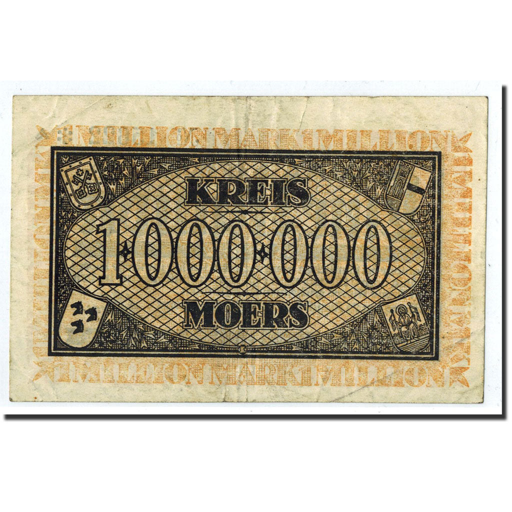 Banknote, Germany, Moers, 1 Million Mark, graphique, 1923, 1923-08-25, AU(50-53)