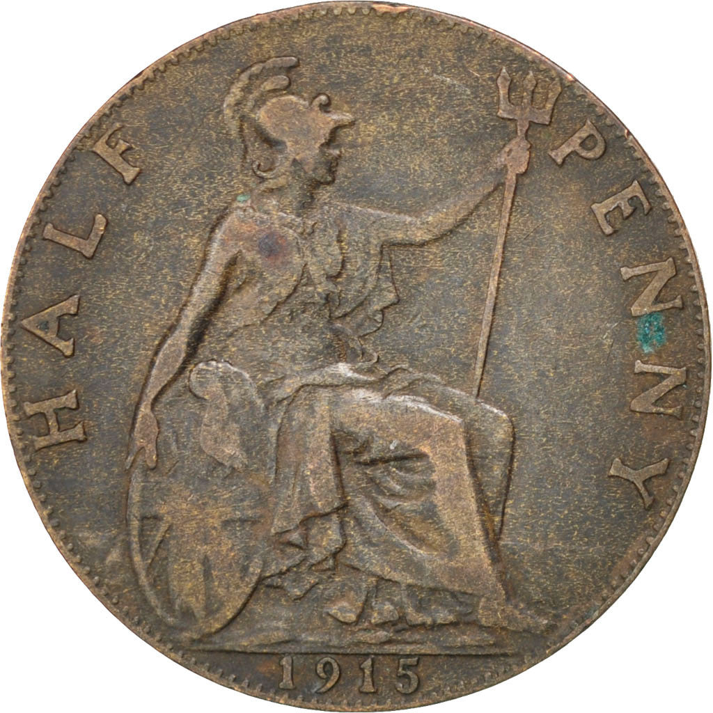Moneta, Gran Bretagna, George V, 1/2 Penny, 1915, MB, Bronzo, KM:809