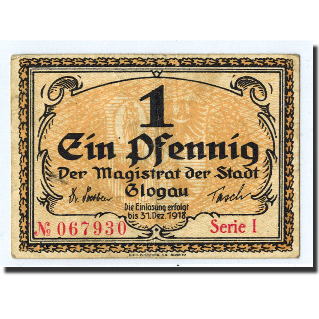 Poland, Globau, 1 Pfennig, Ecusson, 1918, 1918-12-31, AU(50-53)