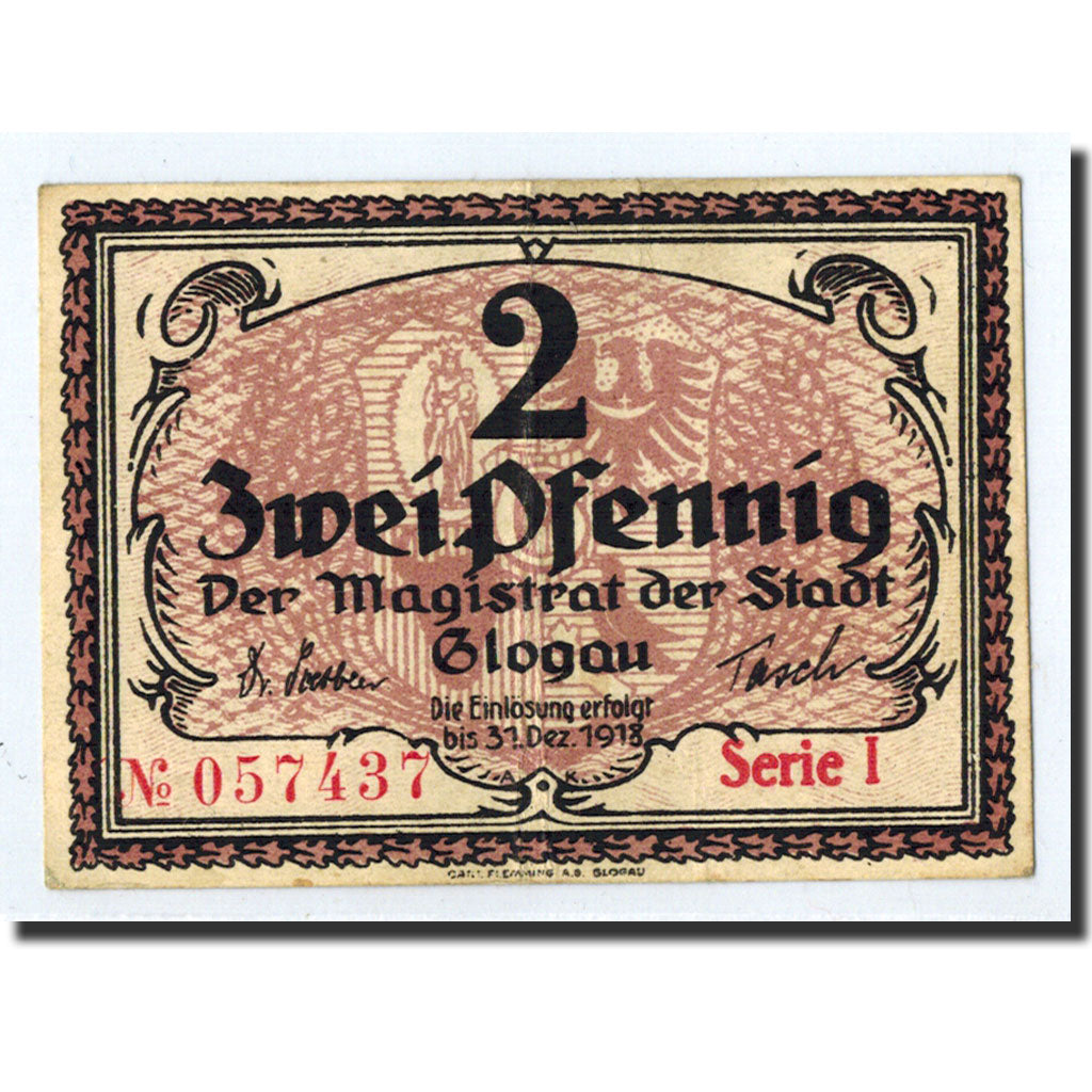 Poland, Globau, 2 Pfennig, Ecusson, 1918, 1918-12-31, AU(50-53)