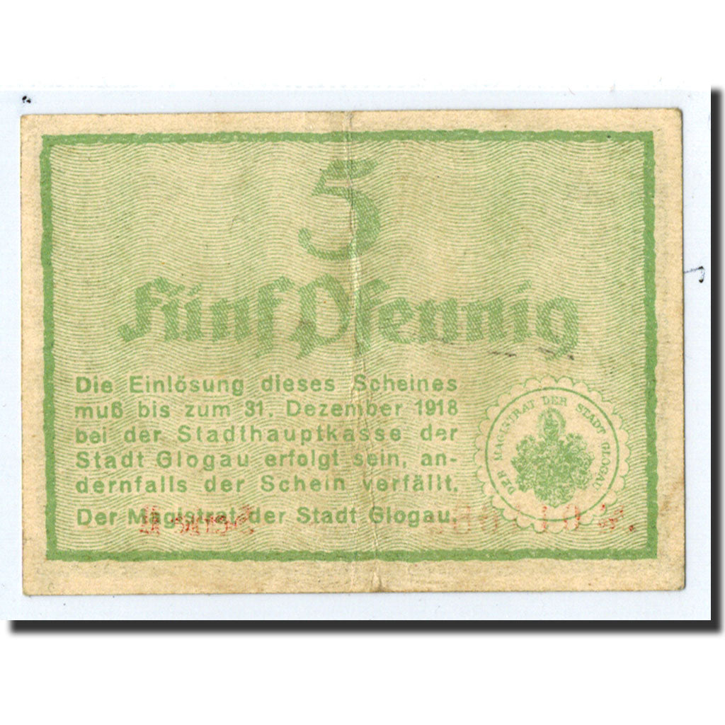 Poland, Globau, 5 Pfennig, Ecusson, 1918, 1918-12-31, AU(50-53)
