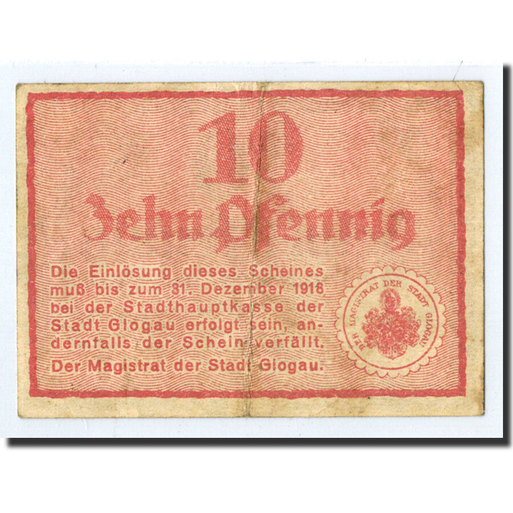 Pologne, Globau, 10 Pfennig, Ecusson, 1918, 1918-12-31, TTB+