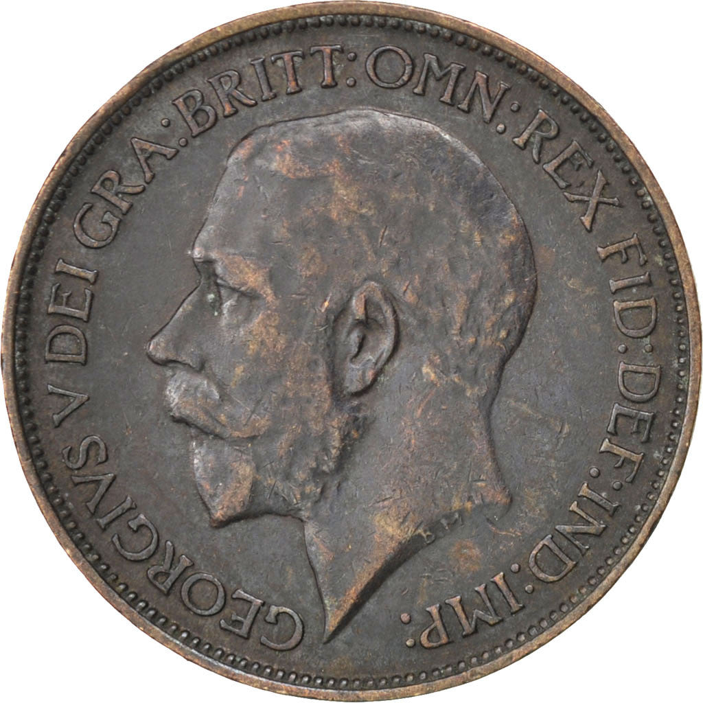 GREAT BRITAIN, 1/2 Penny, 1918, KM #809, EF(40-45), Bronze, 25.5, 5.86