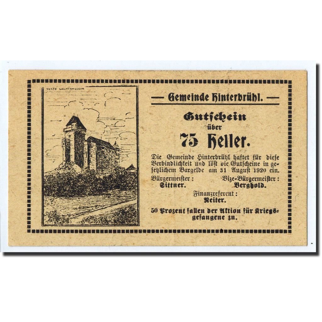 Geldschein, Österreich, Hinterbrühl, Heller, château, 1920, 1920-08-31, UNZ
