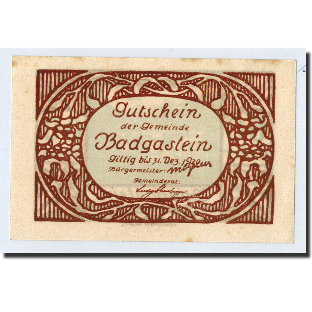 Banknote, Austria, Bad Gastein, Heller, paysage, 1920, 1920-12-31, UNC(63)
