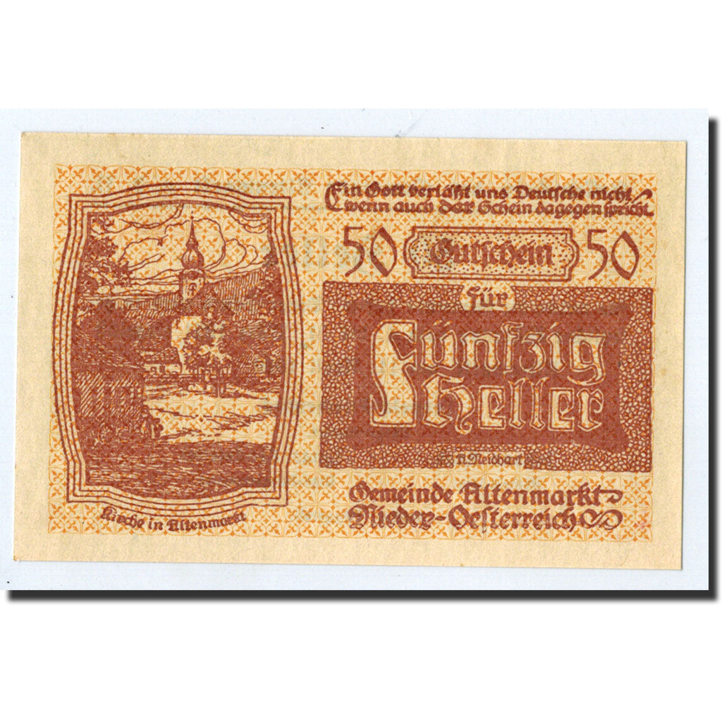 Geldschein, Österreich, Altenmarkt, 50 Heller, village, 1921, 1921-03-31, UNZ