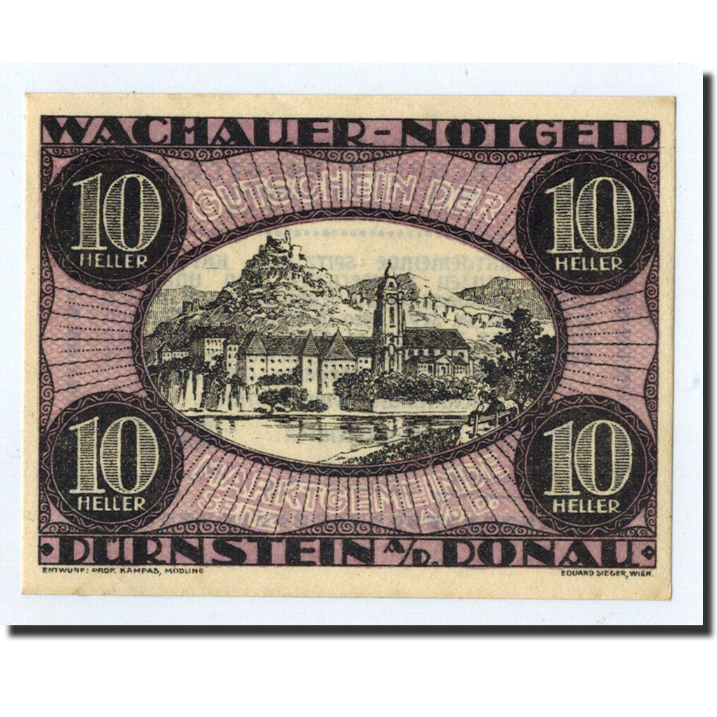 Geldschein, Österreich, Dürnstein, 10 Heller, paysage, 1920, 1920-09-30, UNZ