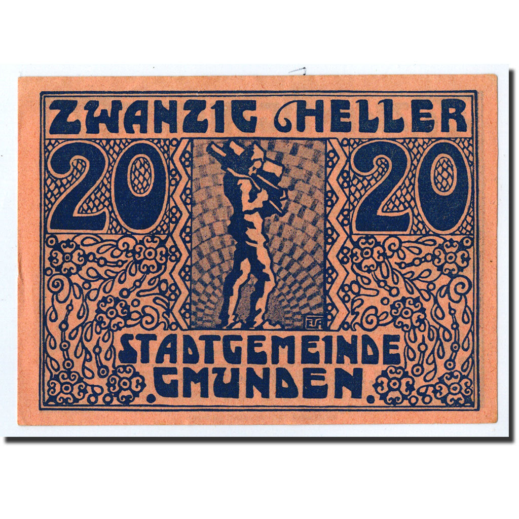 Geldschein, Österreich, Gmunden, 20 Heller, personnage, 1920, 1920-03-31, UNZ