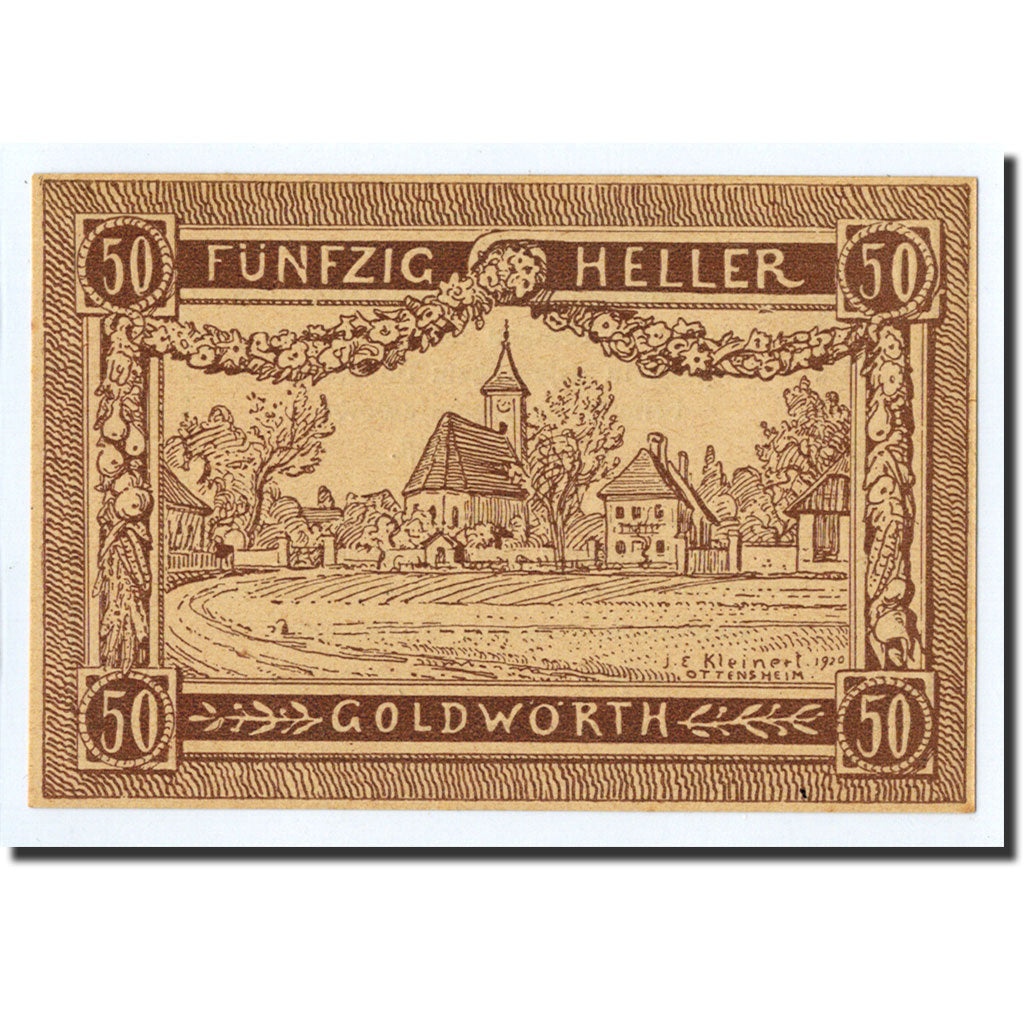 Geldschein, Österreich, Goldwörth, 50 Heller, paysage, Undated, Undated, UNZ