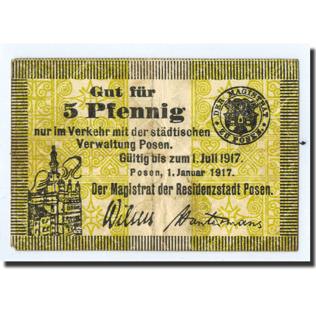 Germany, Posen, 5 Pfennig, Monument, 1917, 1917-01-01, AU(50-53)