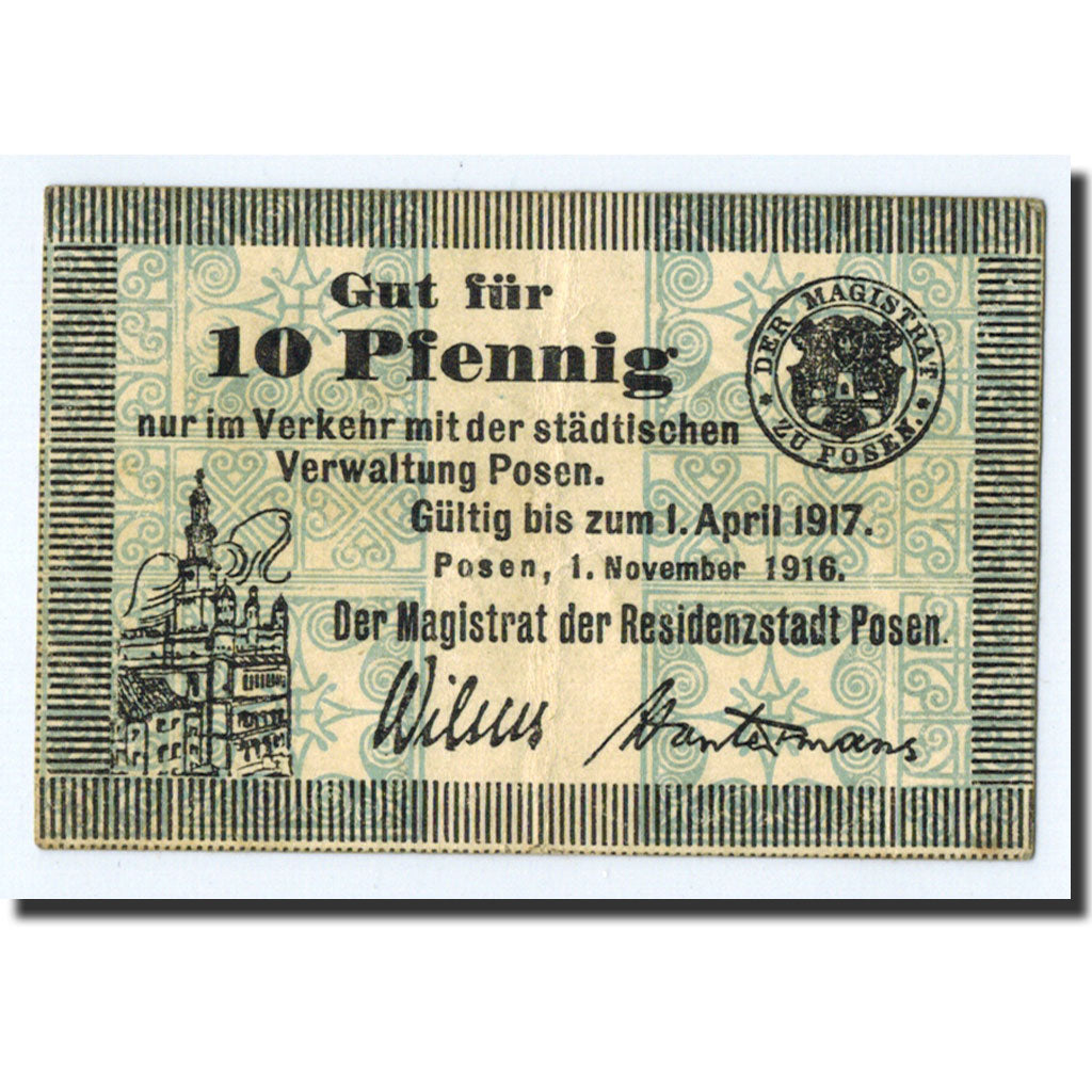 Germany, Posen, 10 Pfennig, Monument, 1917, 1917-01-01, AU(50-53)