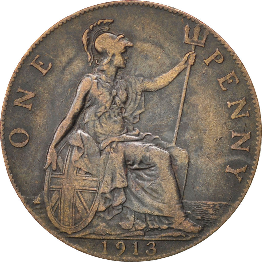 Gran Bretagna, George V, Penny, 1913, MB+, Bronzo, KM:810