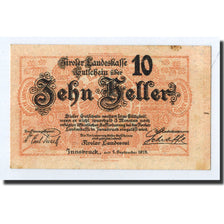 Banknote, Austria, Innsbruck, 10 Heller, Ecusson, 1919, 1919-09-01, UNC(63)