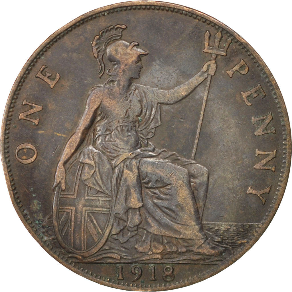 Gran Bretagna, George V, Penny, 1918, BB, Bronzo, KM:810