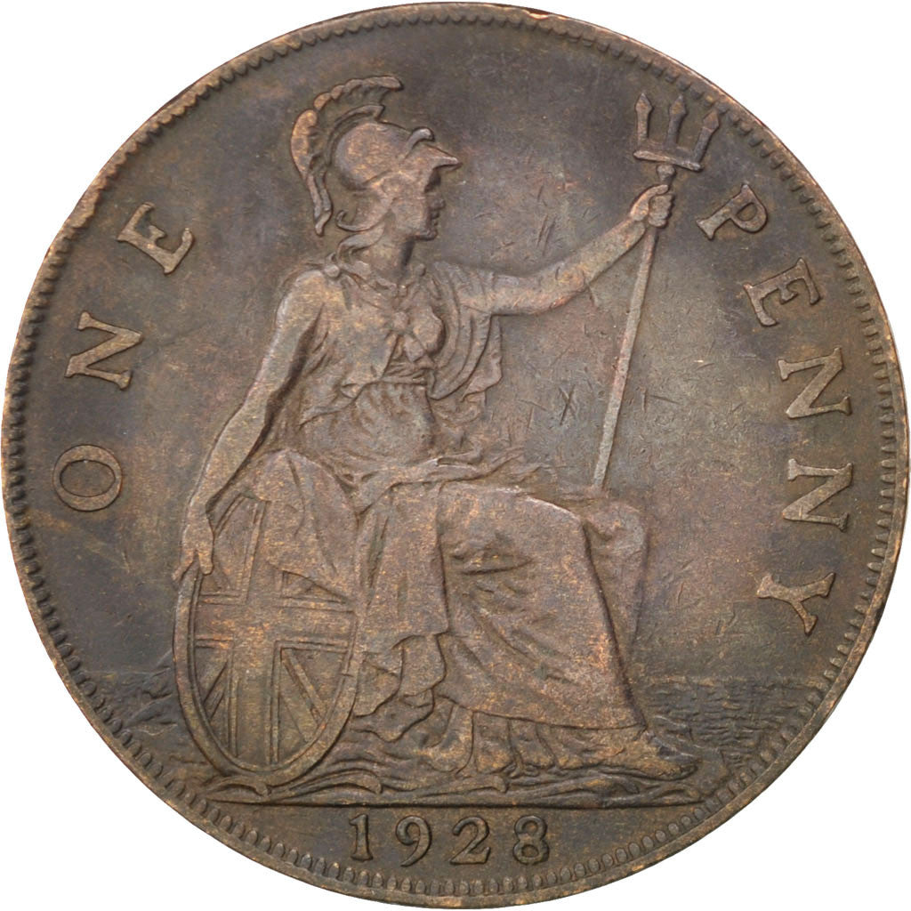 Moneta, Gran Bretagna, George V, Penny, 1928, BB, Bronzo, KM:838