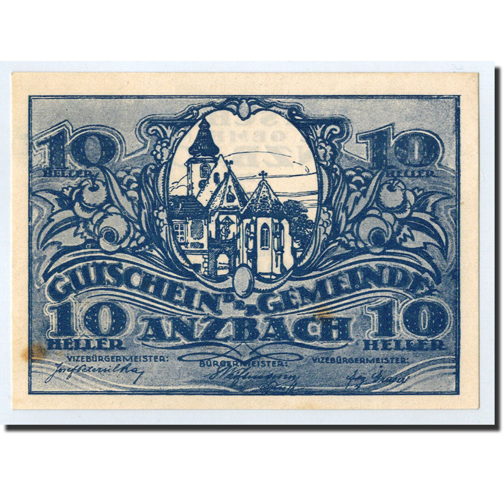 Geldschein, Österreich, Anzbach, 10 Heller, Eglise, 1921, 1921-01-15, UNZ-