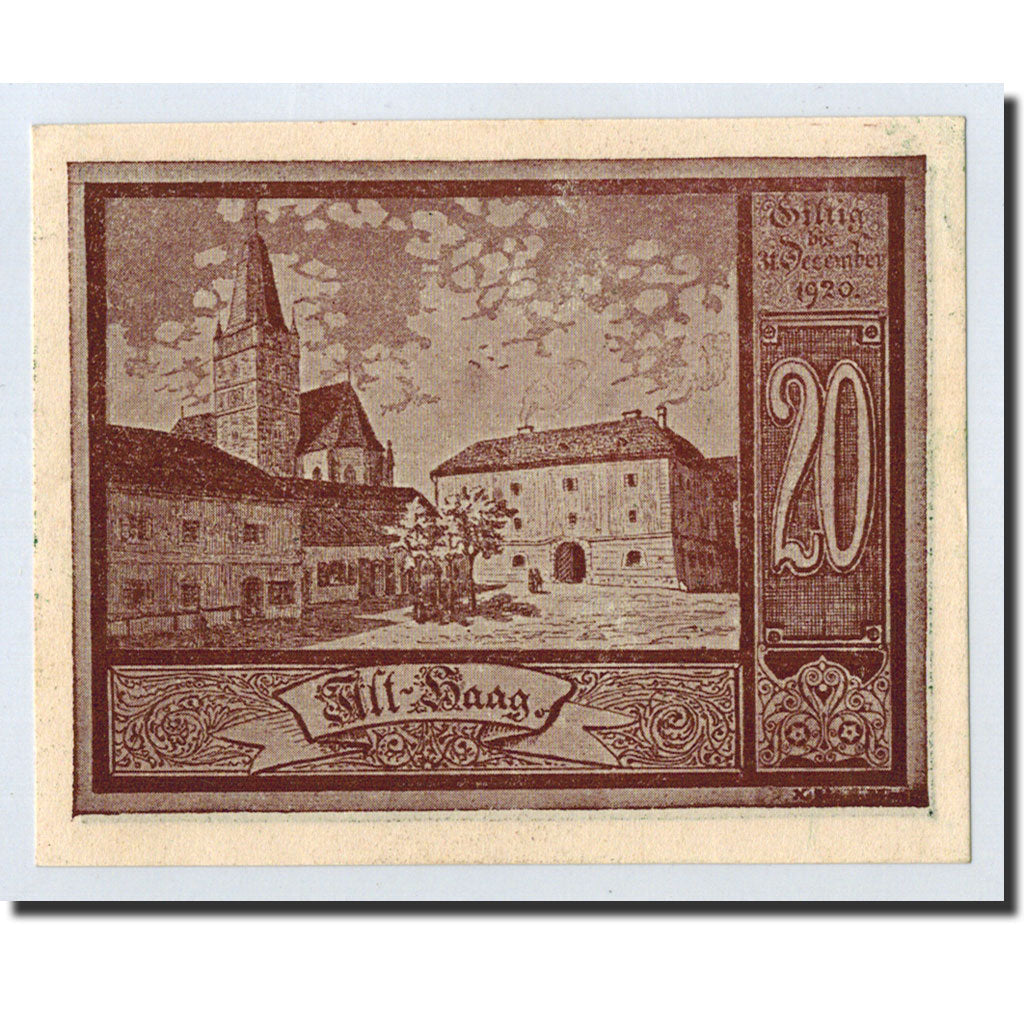 Geldschein, Österreich, Haag, 20 Heller, ange, 1920, 1920-12-31, UNZ-