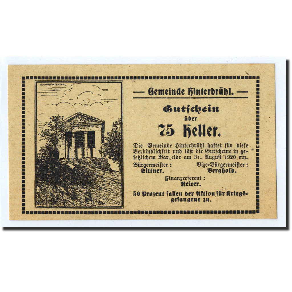Geldschein, Österreich, Hinterbrühl, Heller, Batiment, 1920, 1920-08-31, UNZ-