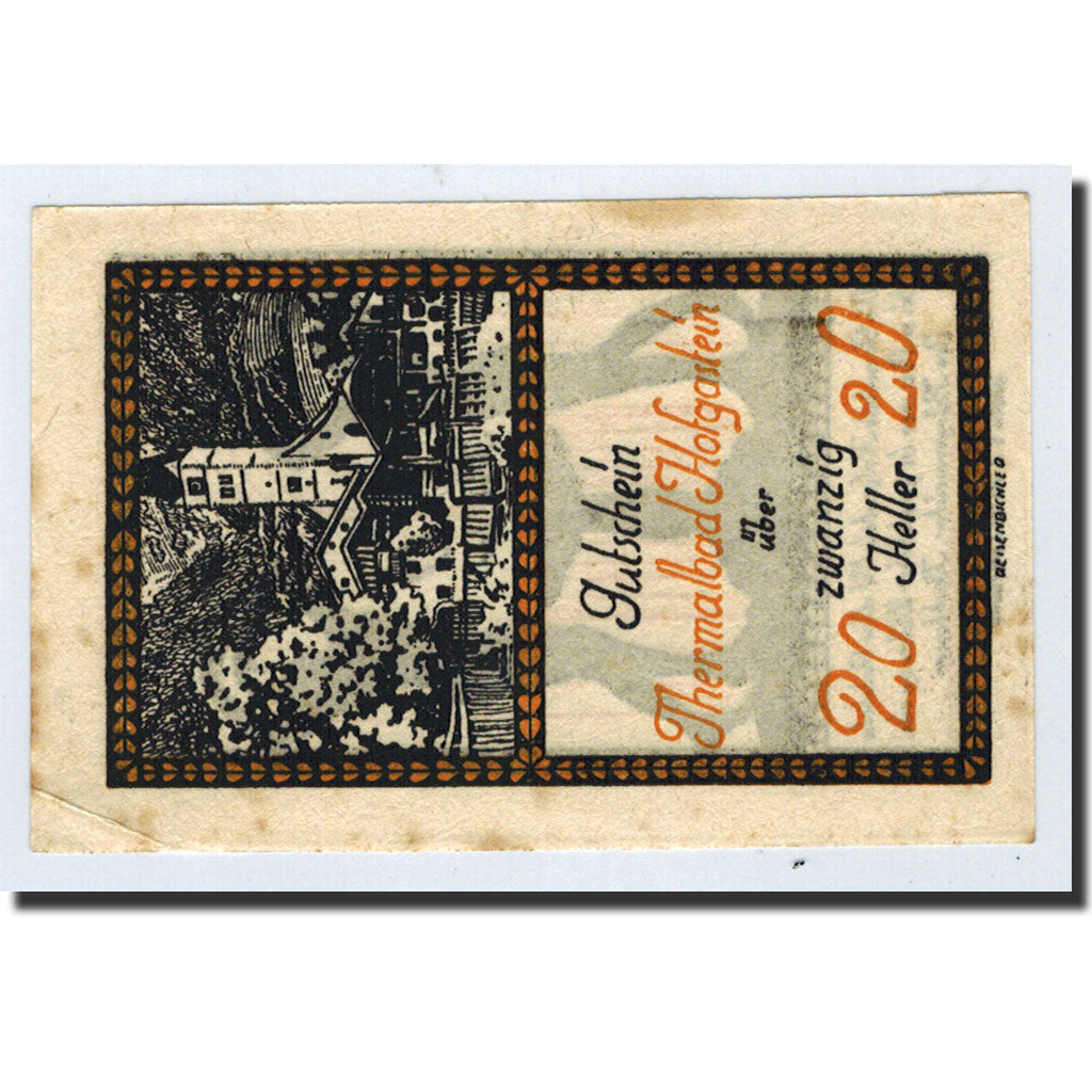 Geldschein, Österreich, Hofgastein, 20 Heller, personnage, 1920, 1920-12-31
