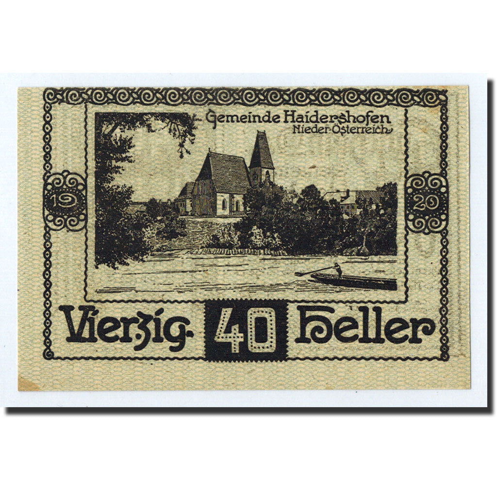 Geldschein, Österreich, Haidershofen, 40 Heller, paysage, 1920, 1920-12-31