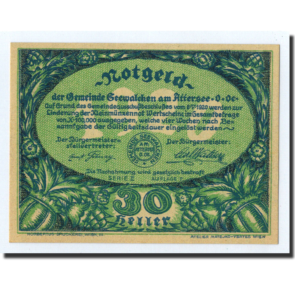 Geldschein, Österreich, Attersee, Heller, lac, 1920, 1920-05-08, UNZ-