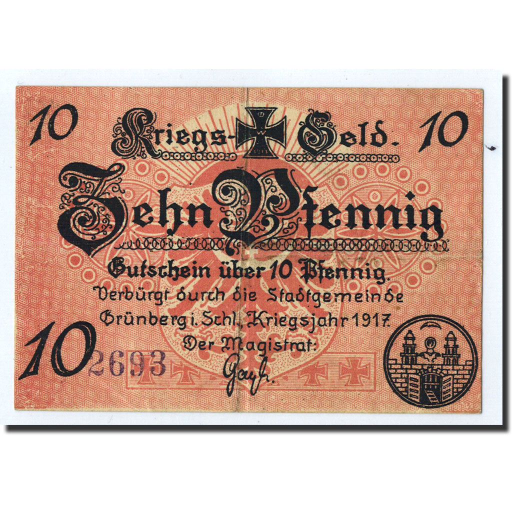 Germany, Grünberg, 10 Pfennig, mur, 1917, UNC(63)