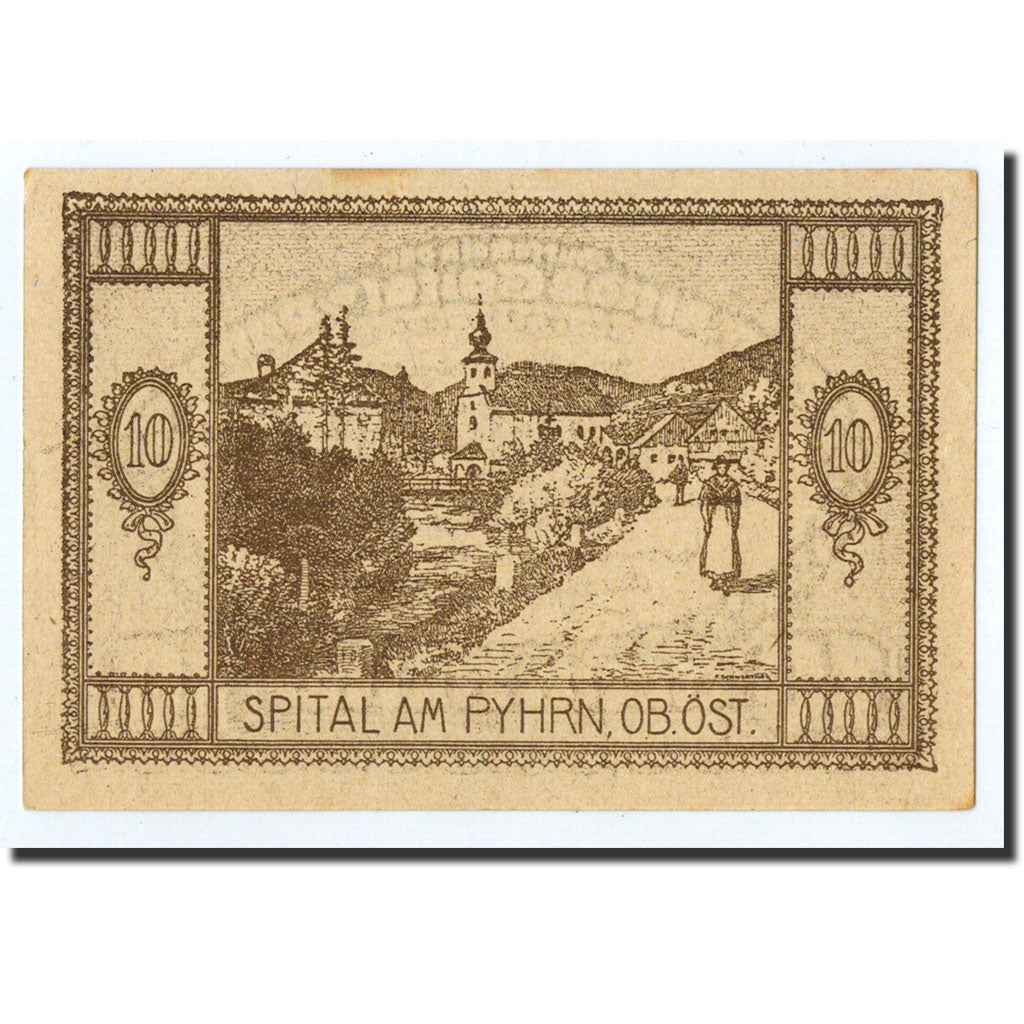 Geldschein, Österreich, Horn, 10 Heller, paysage, 1921, 1921-03-31, UNZ
