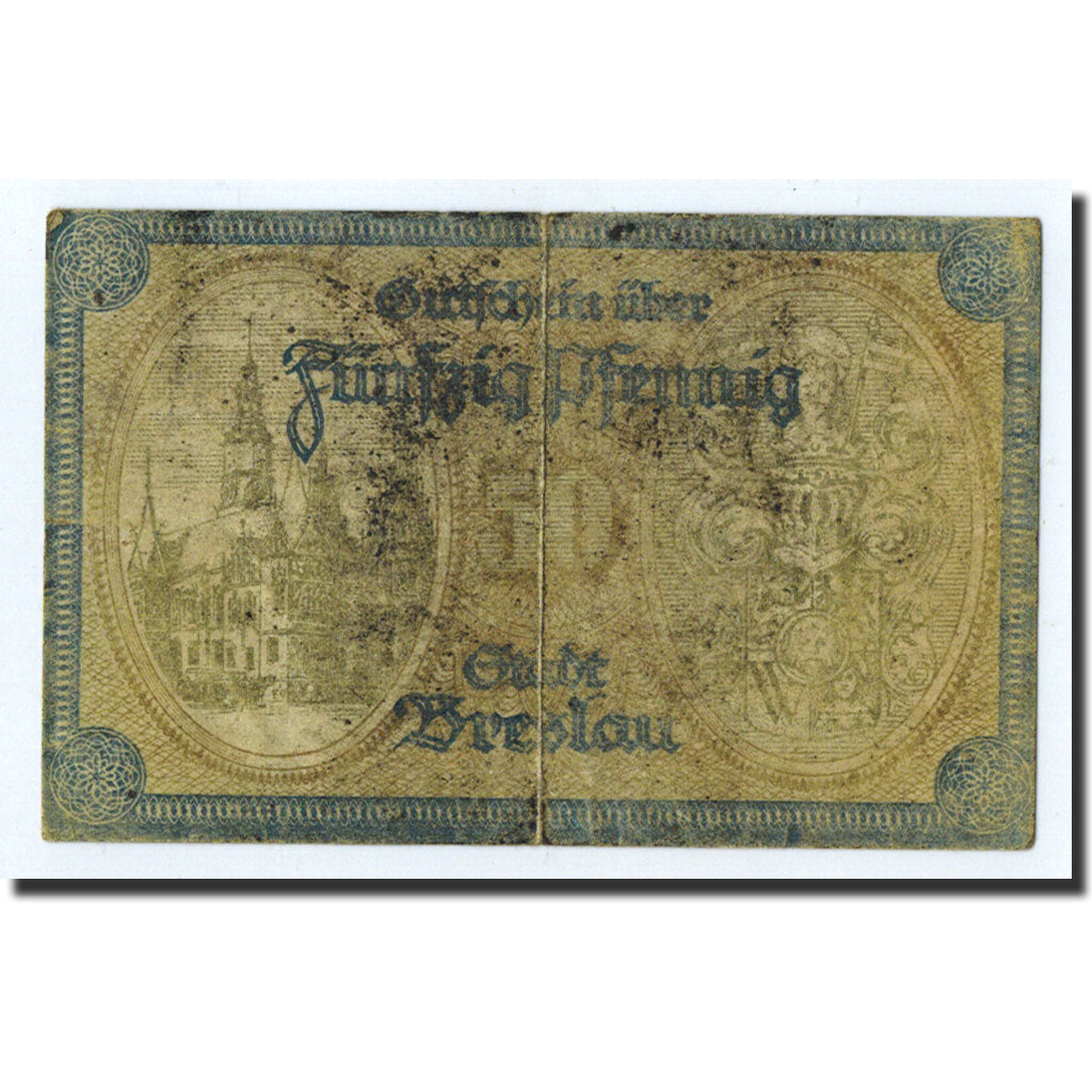 Geldschein, Österreich, Breslau, 50 Heller, paysage, 1918, 1918-06-18, SS+