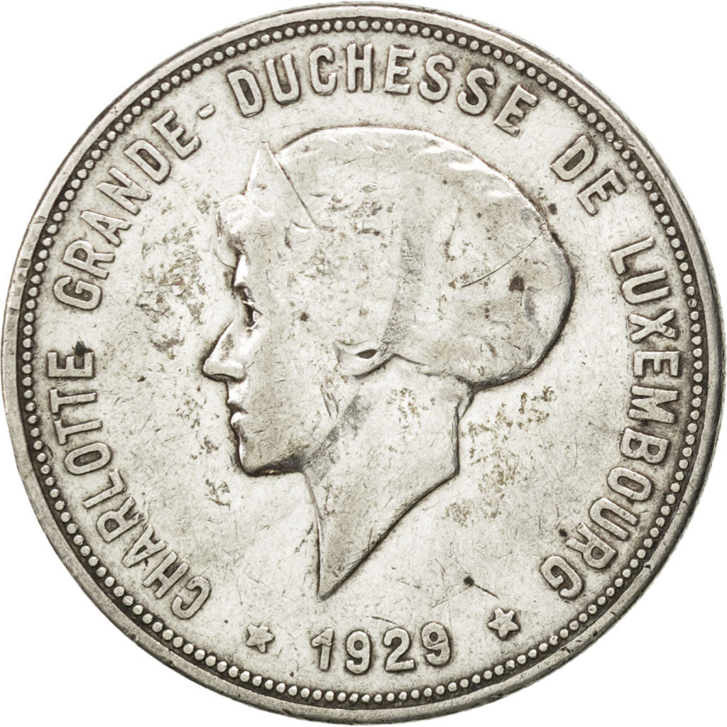 LUXEMBOURG, 10 Francs, 1929, KM #39, VF(30-35), Silver, 13.50