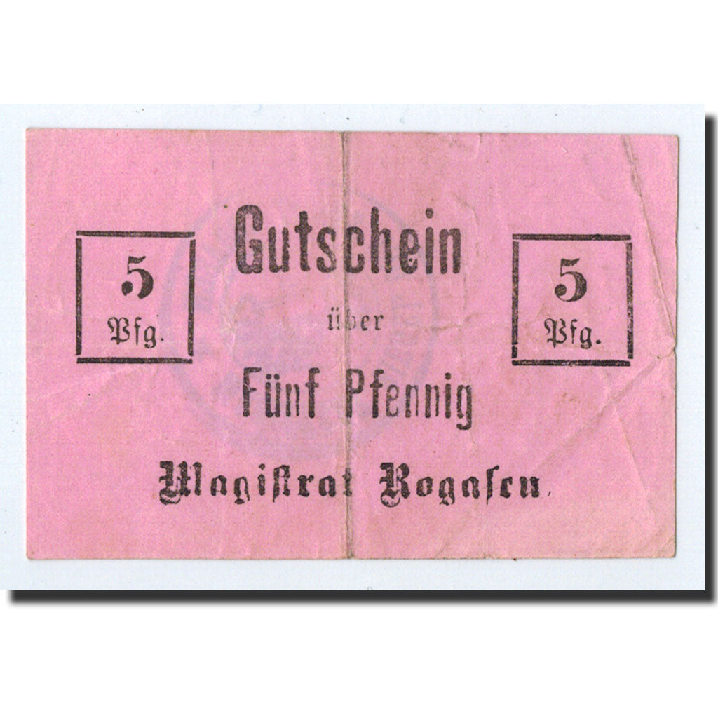 Banknote, Germany, Rogasen, 5 Pfennig, Ecusson, O.D, Undated, AU(50-53)