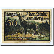 Banknote, Germany, Stolberg, 50 Pfennig, cerf, O.D, Undated, AU(50-53)
