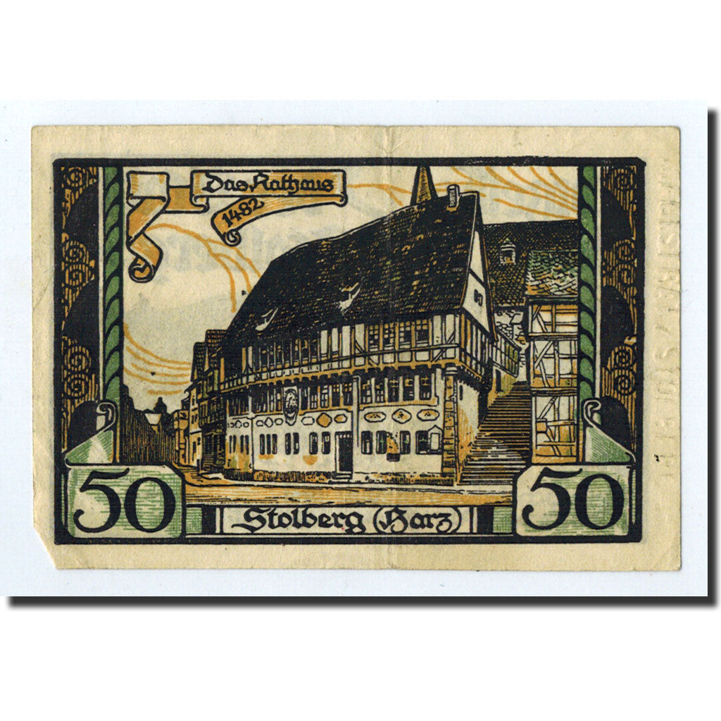 Banknote, Germany, Stolberg, 50 Pfennig, cerf, O.D, Undated, AU(50-53)