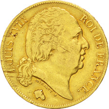 Louis XVIII, 20 Francs or buste nu, 1819 A, Paris, Gadoury 1026
