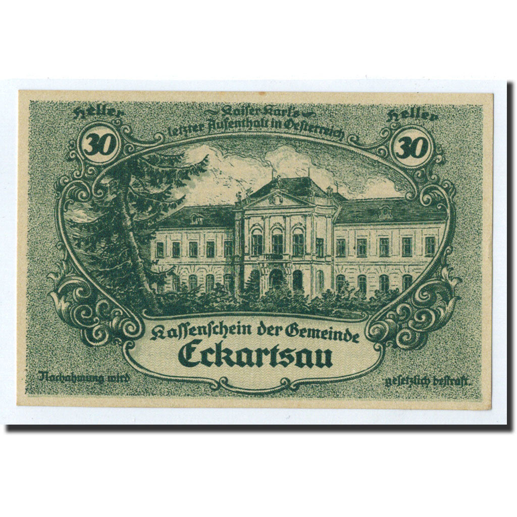 Geldschein, Österreich, Eckartsau, Heller, château, 1920, 1920-12-31, UNZ-