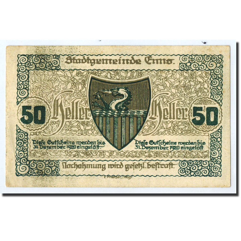 Geldschein, Österreich, Enns, 50 Heller, Ecusson, 1920, 1920-12-31, UNZ-