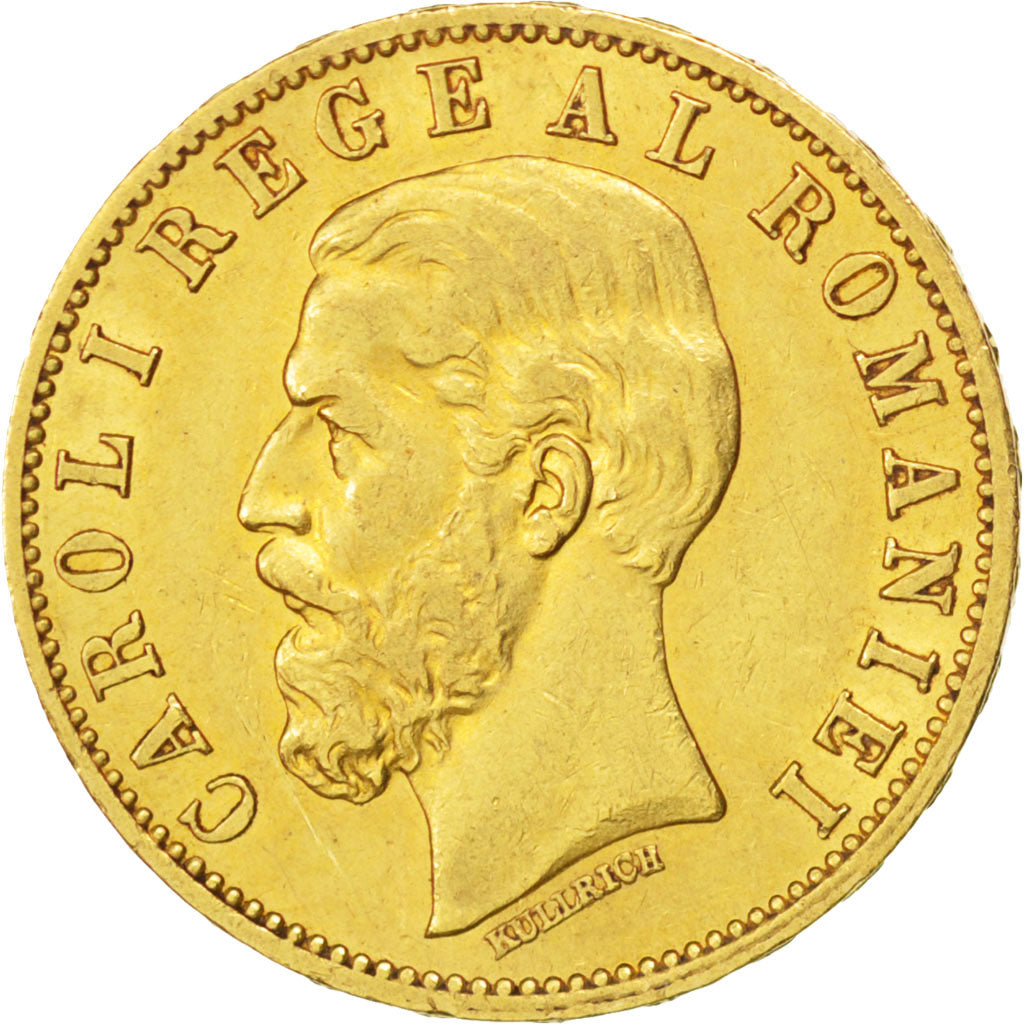 Romania, Carol I, 20 Lei, 1883, Bucarest, BB+, Oro, KM:20